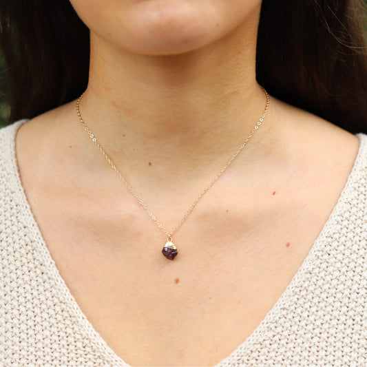Raw Garnet Chain Necklace