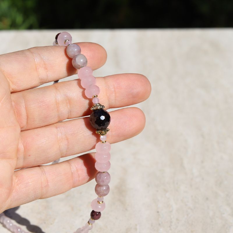Rose Quartz & Garnet Beaded Necklace *Final Sale*