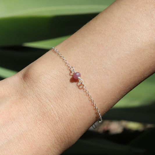 Ruby Sterling Silver Bracelet - July