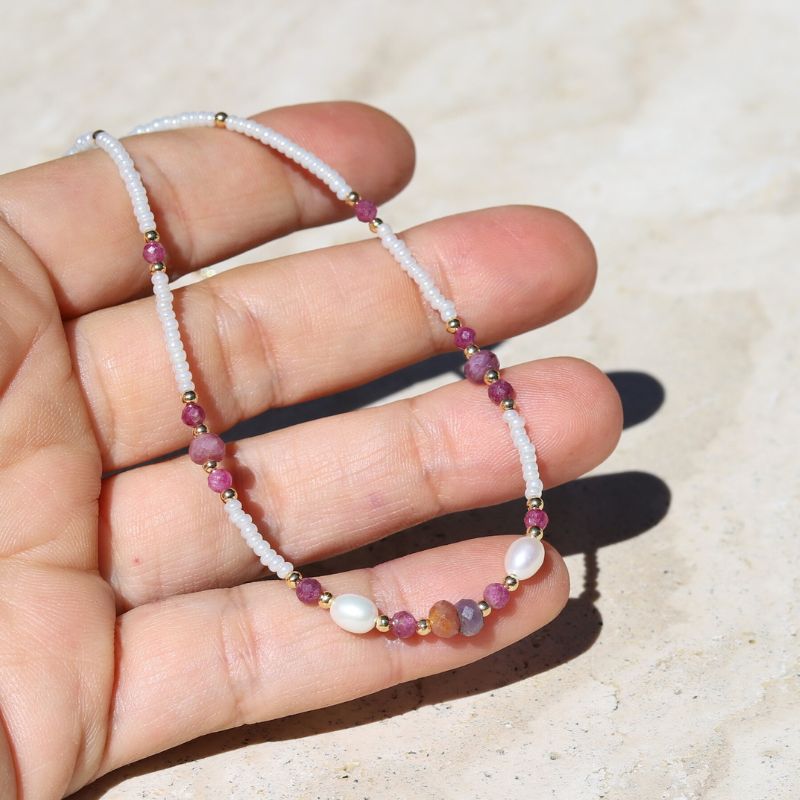 Ruby and Pearl Necklace