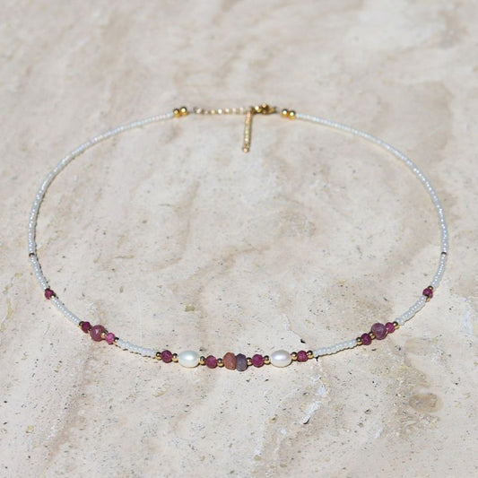 Ruby and Pearl Necklace
