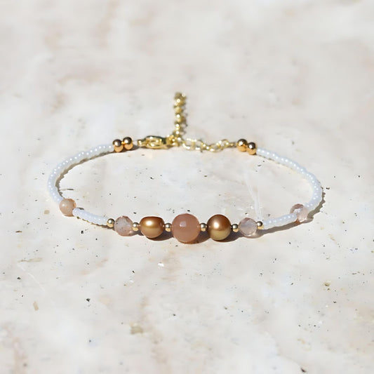Sunstone and Pearl Bracelet