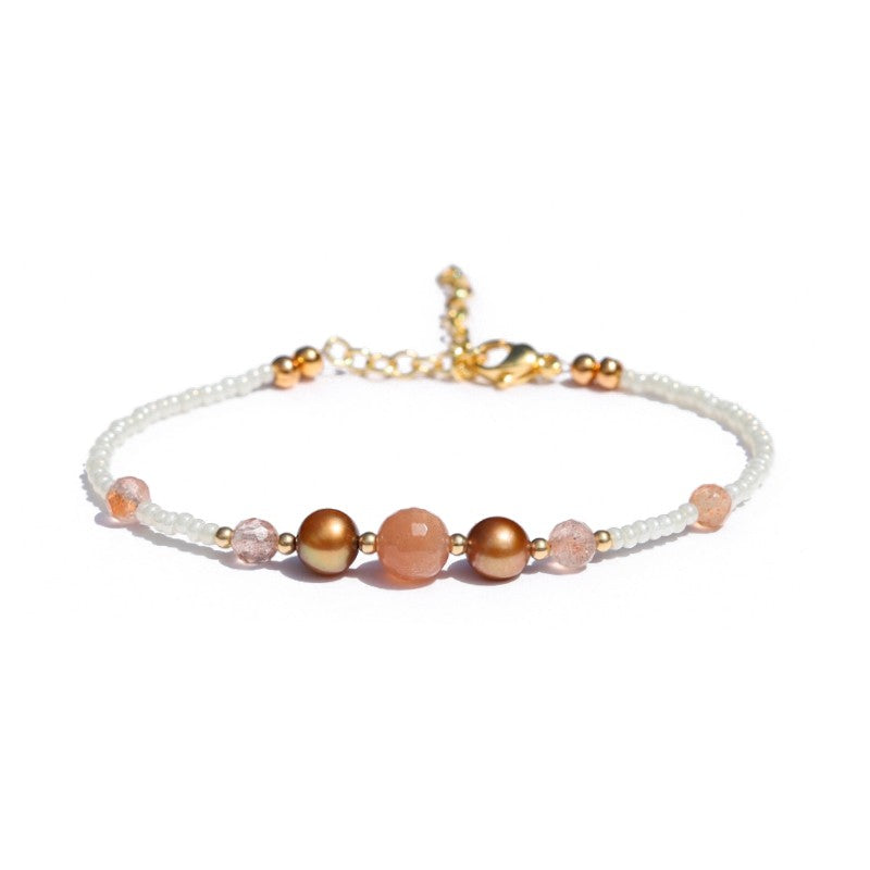 Sunstone and Pearl Bracelet