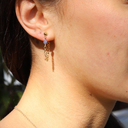 Tanzanite Chain Earrings
