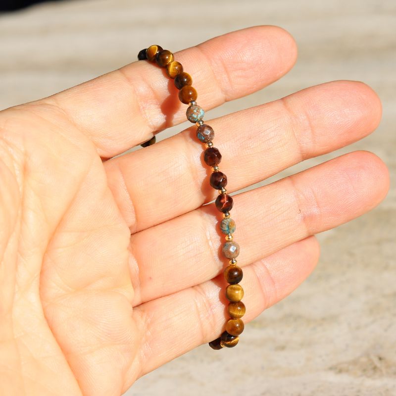 Tiger's Eye and Agate Delicate Bracelet for layering