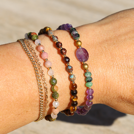 Tiger's Eye and Agate Delicate Bracelet on hand