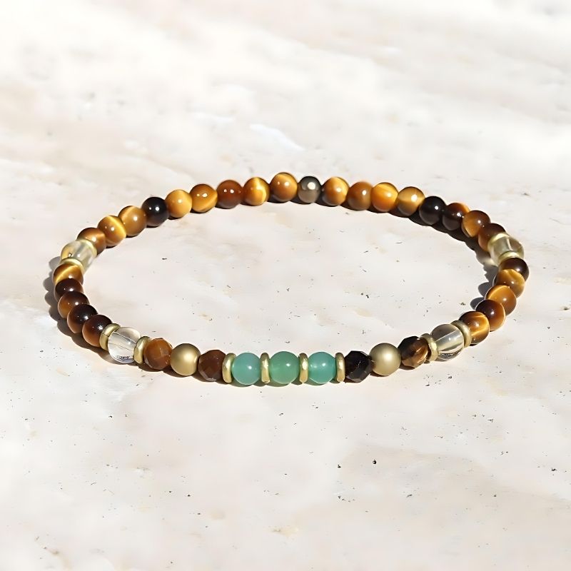 EDMIRIA Unisex Natural Stone Bracelet - Onyx, Lava, Rose Quartz, Tiger Eye, Howlite, Jade, Aventurine Beads For Friendship & Healing