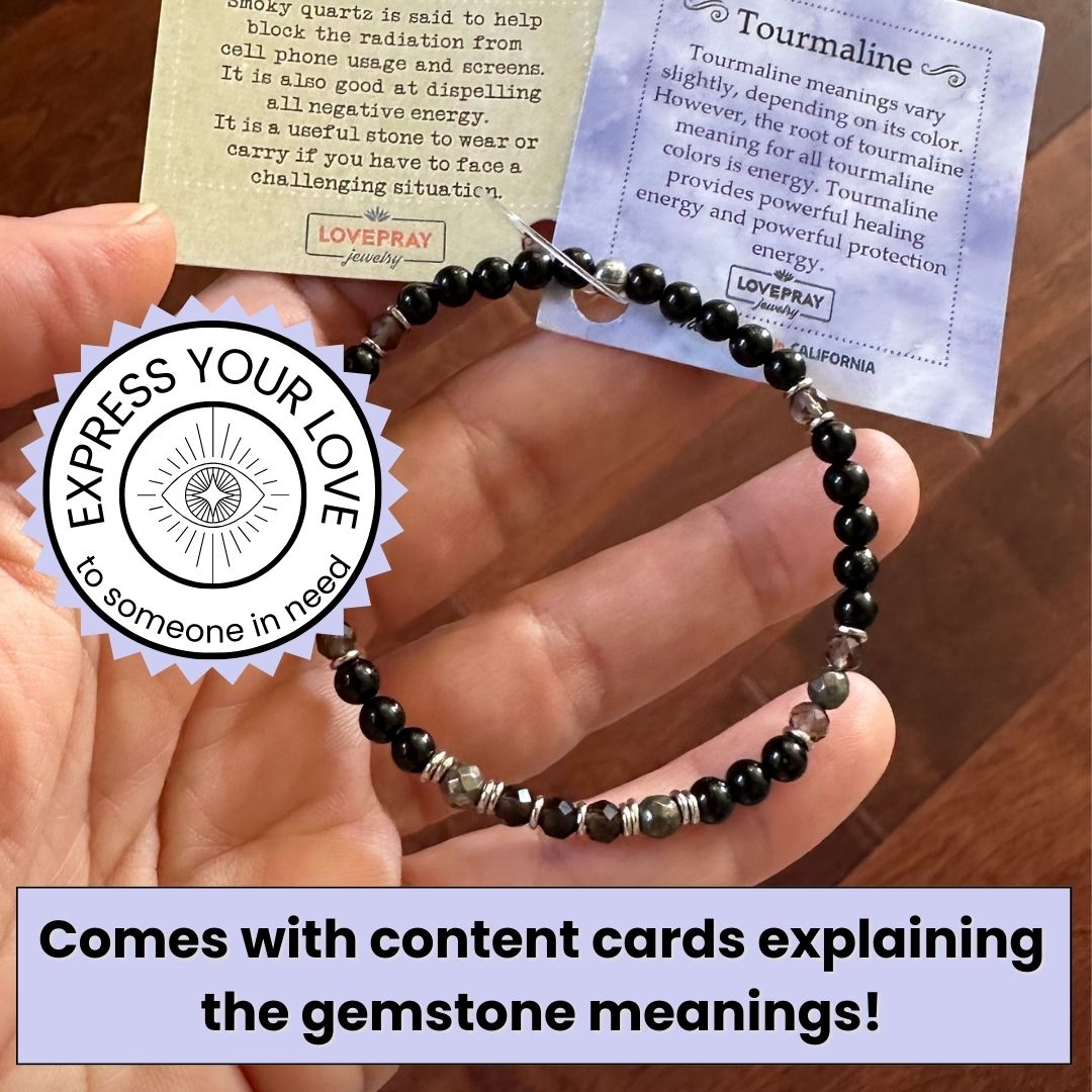 "Grounding" Black Tourmaline and Smoky Quartz Delicate Bracelet