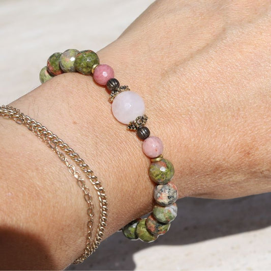 Unakite & Rose Quartz Bracelet *Final Sale*