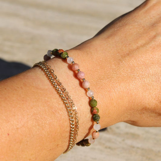 Unakite and Rhodonite Bracelet *Final Sale*
