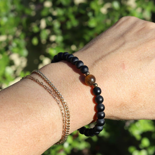 Unisex Matte Onyx & Tiger's Eye Bracelet *Final Sale*