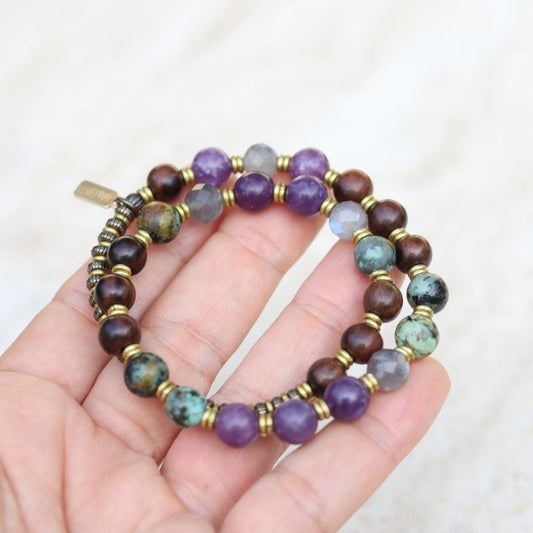 Labradorite and Lepidolite Wrist Mala