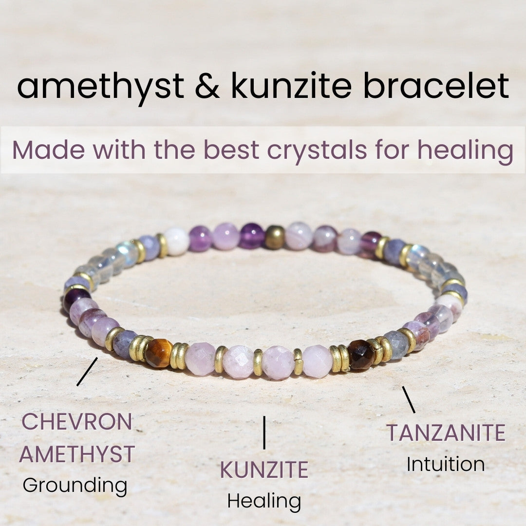"Healer" Chevron Amethyst and Kunzite Delicate Bracelet