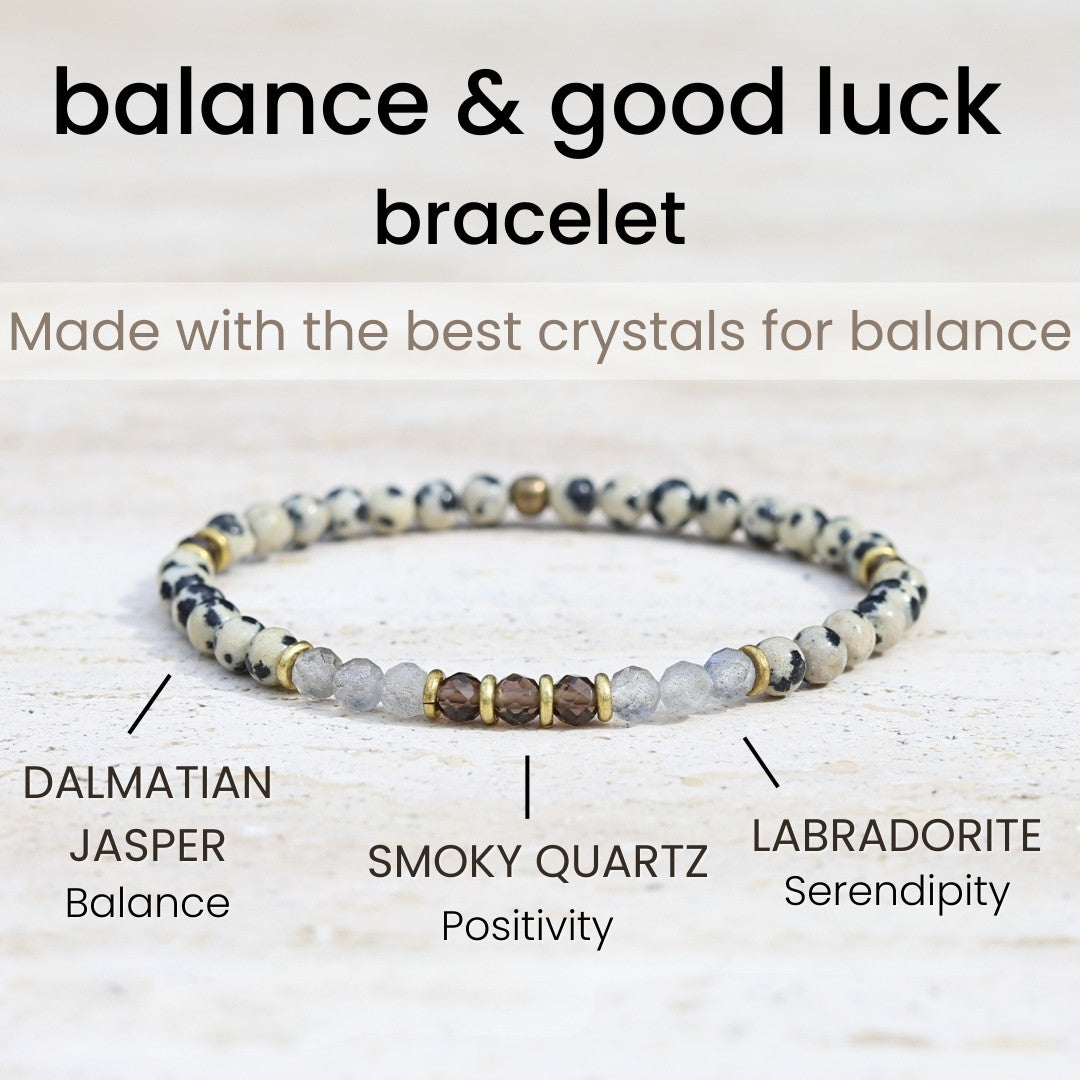 "Balance" Dalmatian Jasper and Labradorite Delicate Bracelet