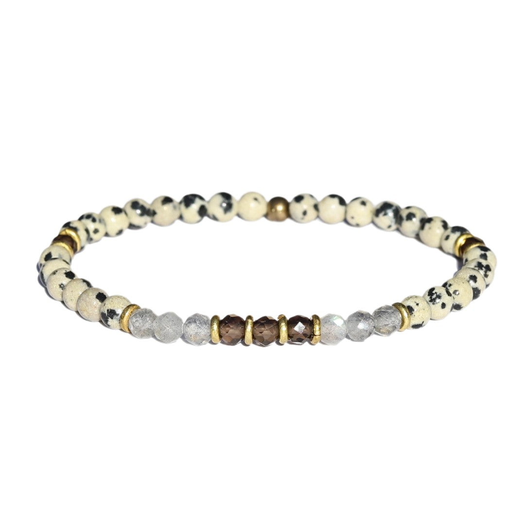 "Balance" Dalmatian Jasper and Labradorite Delicate Bracelet