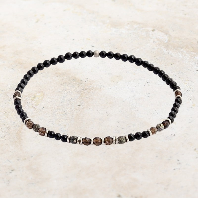 Black Tourmaline and Smoky Quartz Anklet - Main Image