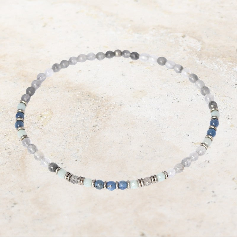 "Calm" Kyanite and Quartz Crystal Anklet