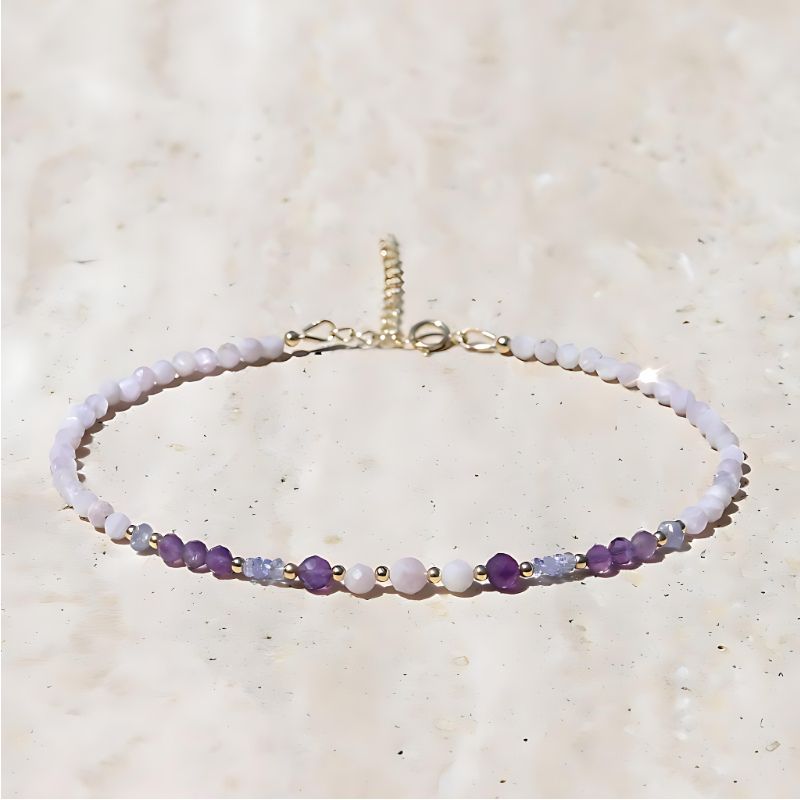 kunzite amethyst anklet