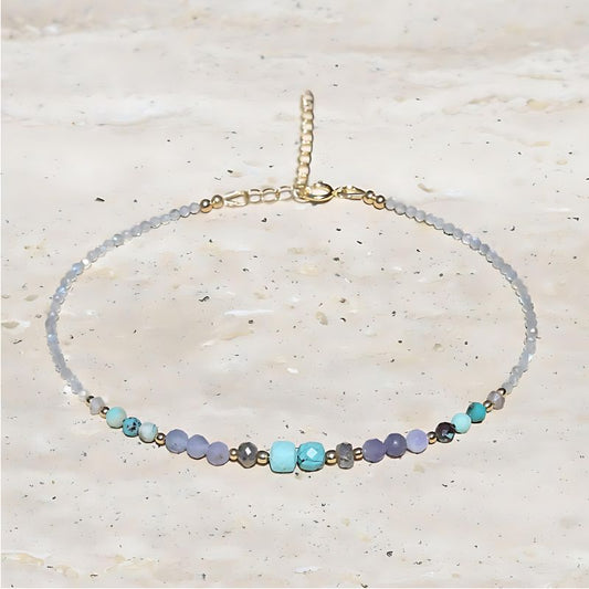Turquoise labradorite anklet