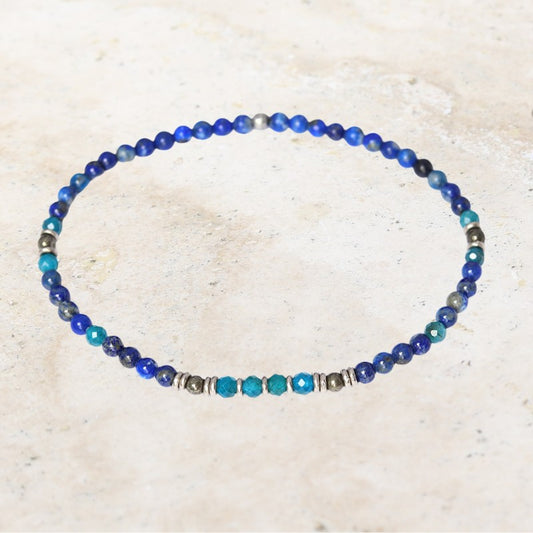 "Intuition" Lapis Lazuli and Apatite Delicate Anklet