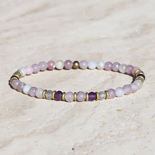Lepidolite and Amethyst Delicate Bracelet