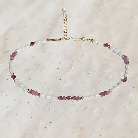 pearl and ruby anklet