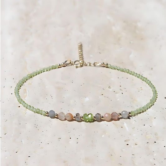 peridot sunstone anklet