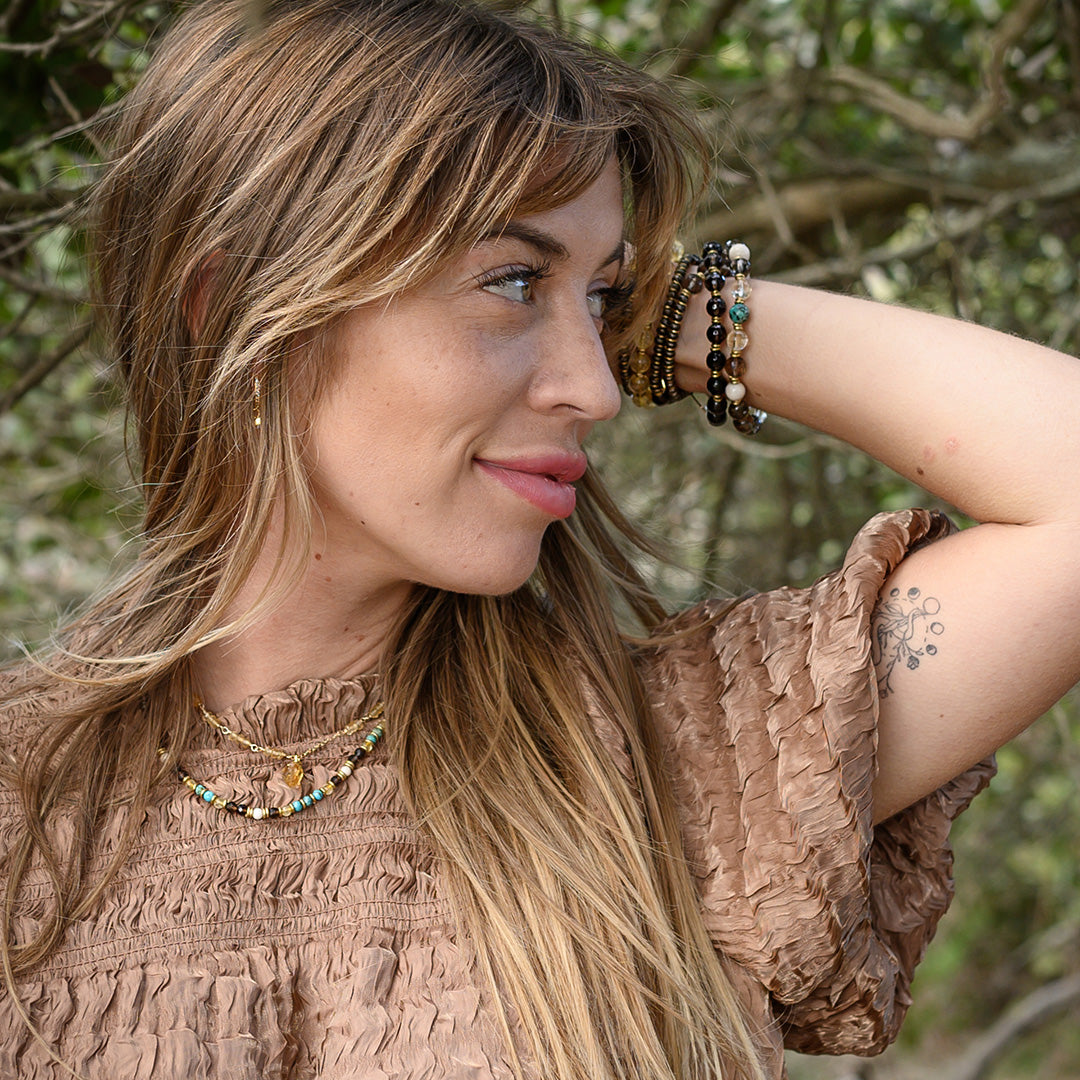 "Energy and Abundance" Smoky Quartz and Citrine Mala Bracelet