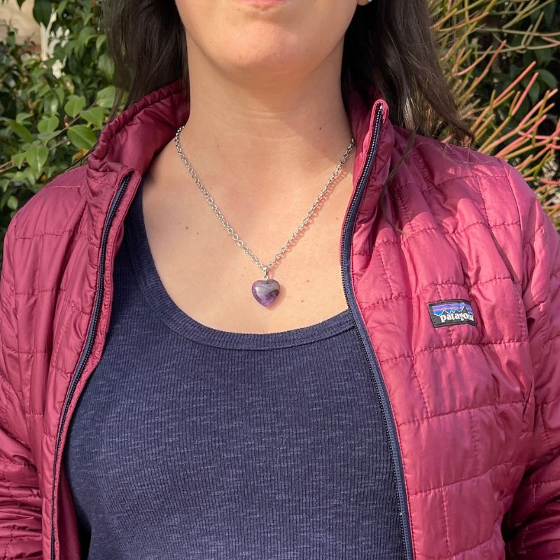 Amethyst gemstone heart necklace chain 2