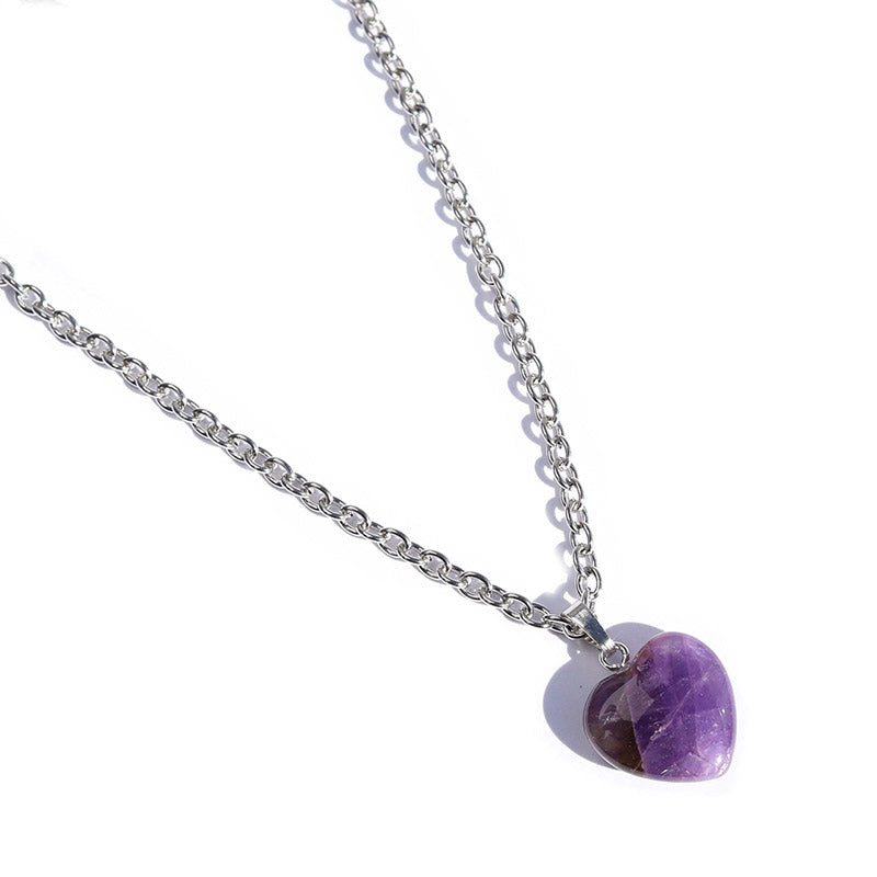 Amethyst Heart pendant chain necklace