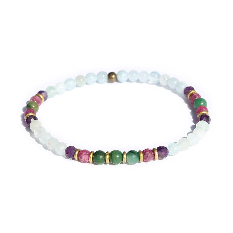 Aquamarine, Jade and Ruby Bracelet