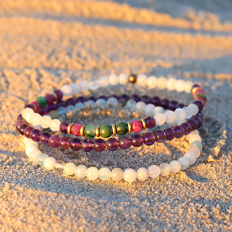 Aquamarine, Jade and Ruby Bracelet Set 4
