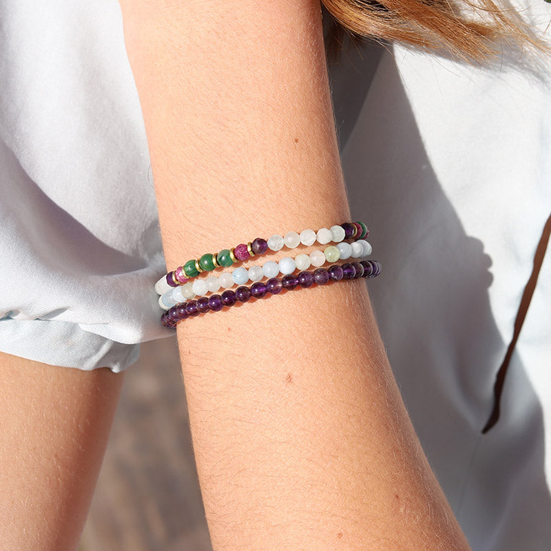 Aquamarine, Jade and Ruby Bracelet Set 2