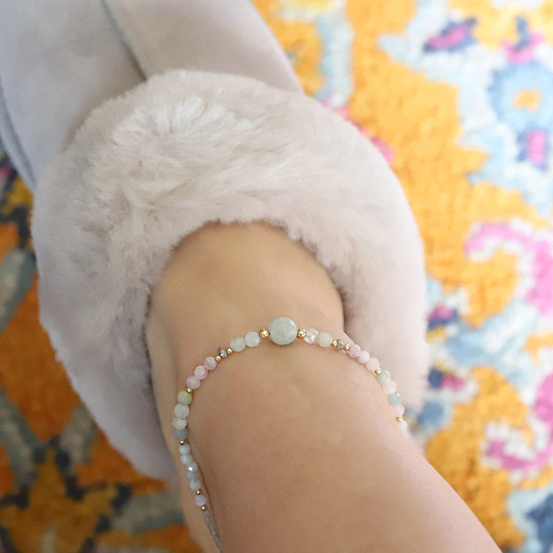 Aquamarine and Kunzite Anklet