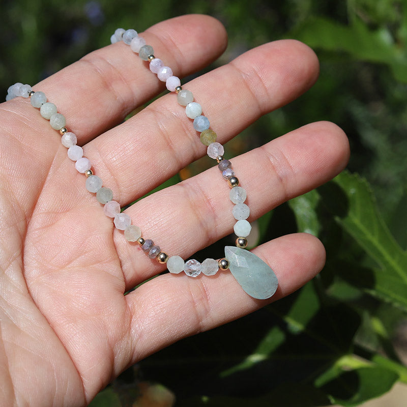 Luxury Aquamarine and Morganite Necklace