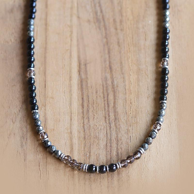 Black Tourmaline and Smoky Quartz Necklace