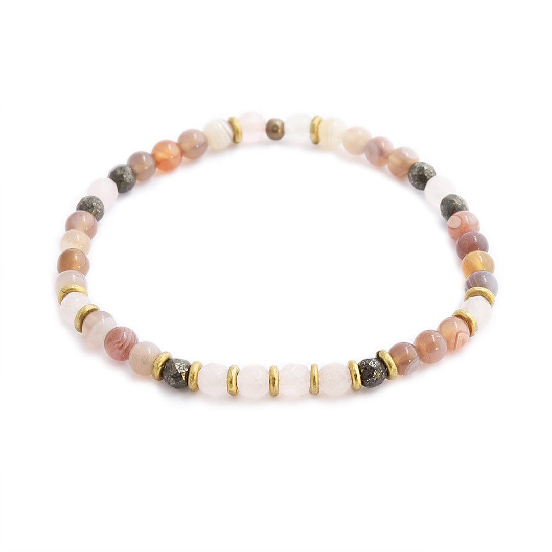 "Earth Mother" Bostwana Agate and Rose Quartz Delicate Bracelet