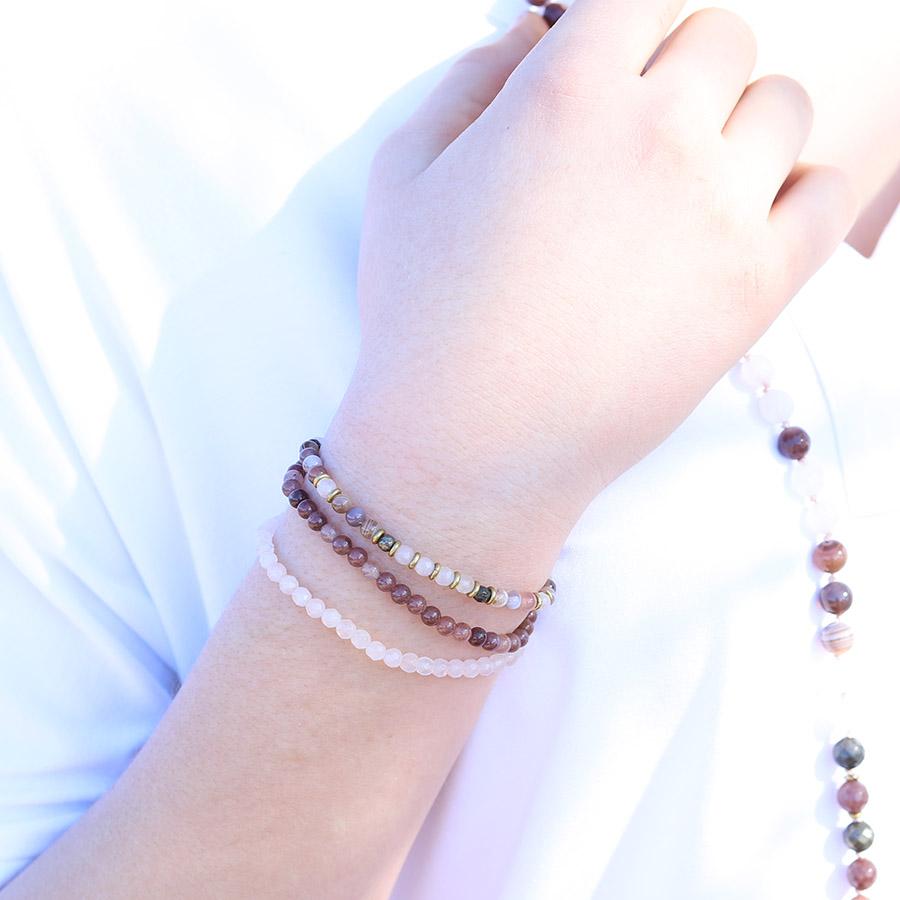 "Earth Mother" Bostwana Agate and Rose Quartz Delicate Bracelet