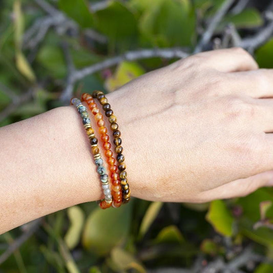 Carnelian and Tigers eye Delicate Bracelet Set