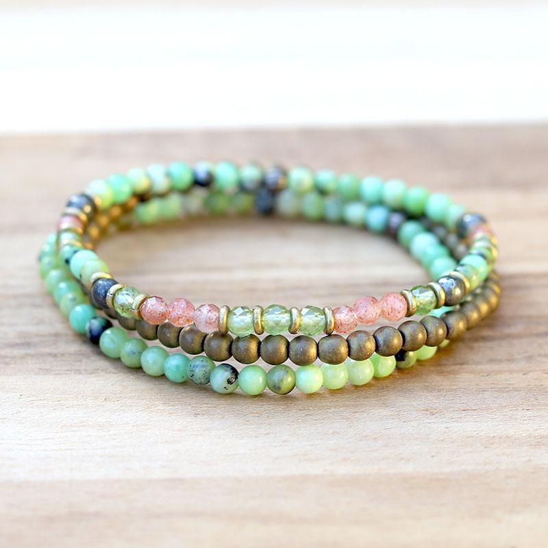 Chrysoprase and Peridot Delicate Bracelet Stack