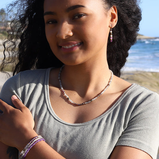 "Emotional Healing" Cloudy Quartz and Amethyst Jewelry Bundle