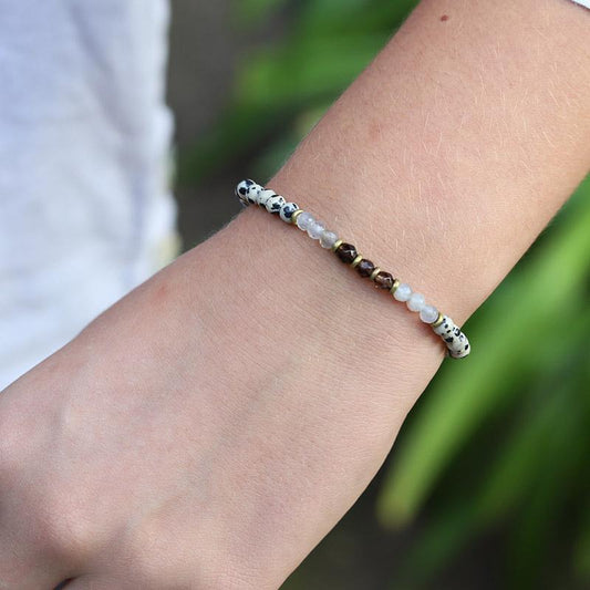 "Balance" Dalmatian Jasper and Labradorite Delicate Bracelet