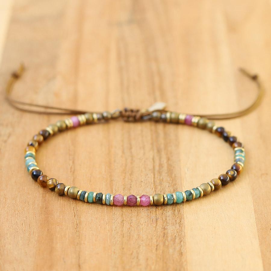 Emerald Tourmaline and Tiger's Eye Adjustable Anklet *Final