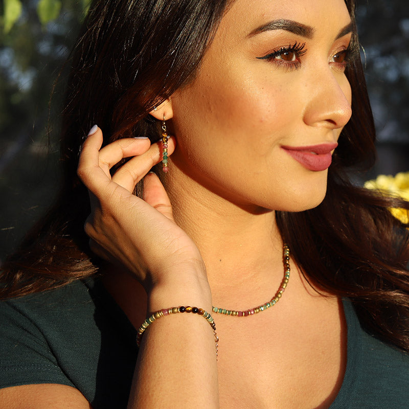 "Love and Abundance" Emerald and Tourmaline Earrings