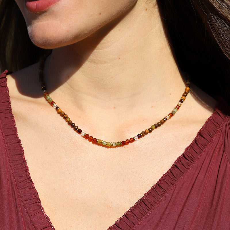 Green Garnet and Jasper Delicate Necklace