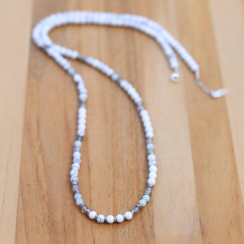 Howlite Amazonite and Labradorite Delicate Necklace