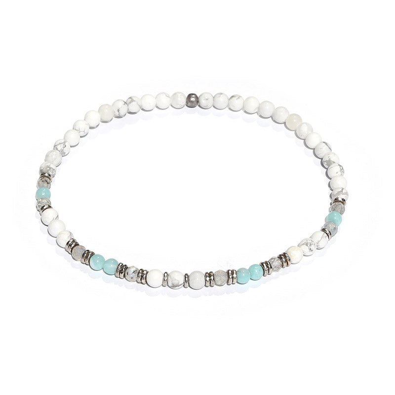 Howlite Amazonite and Labradorite Delicate Anklet