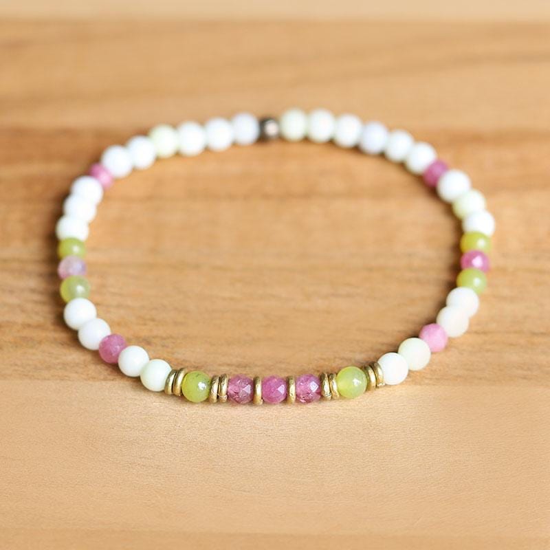 Jade and Pink Tourmaline Delicate Bracelet