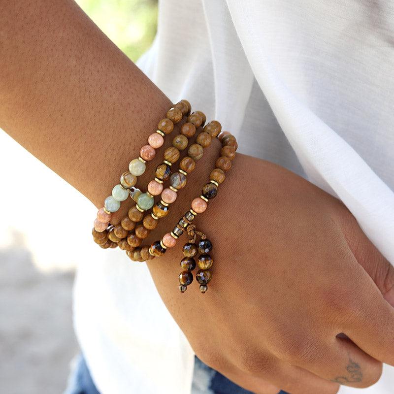 Jasper and Lemurian Aquatine Mala Bracelet