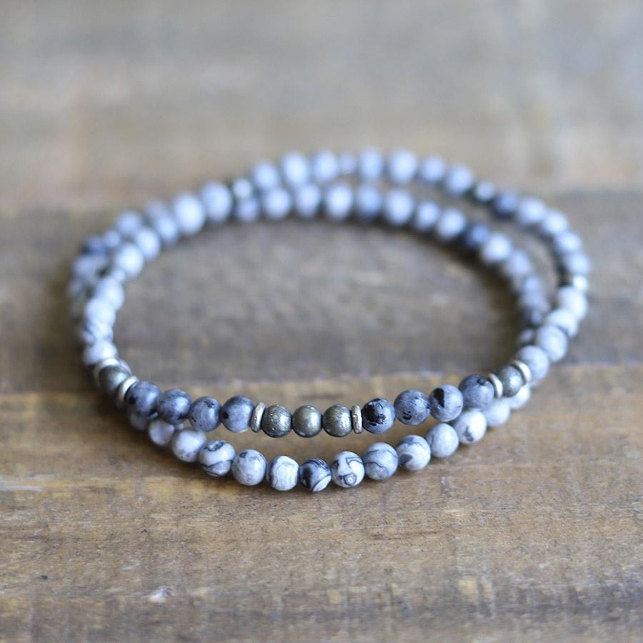 Jasper and Larvikite Mens Bracelet Set